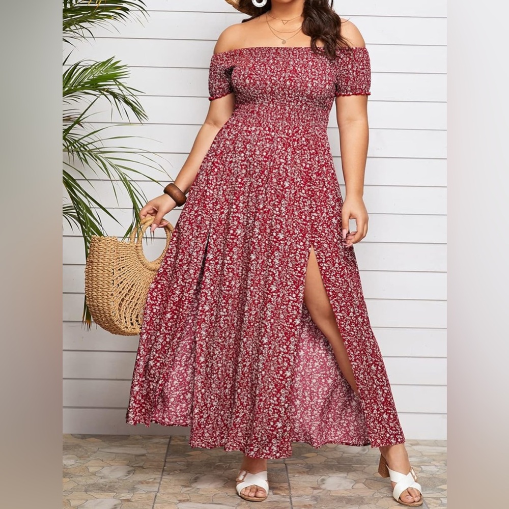 Gently Used - Floerns Women's Boho Off Shoulder Split A Line Dress - 4x